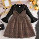 thumbnail image 1 of Vestido de manga larga con cuello redondo para niña, de moda, de dos piezas, con lazo decorativo y manga larga, para niñas de 3 a 10 años., 1 of 9