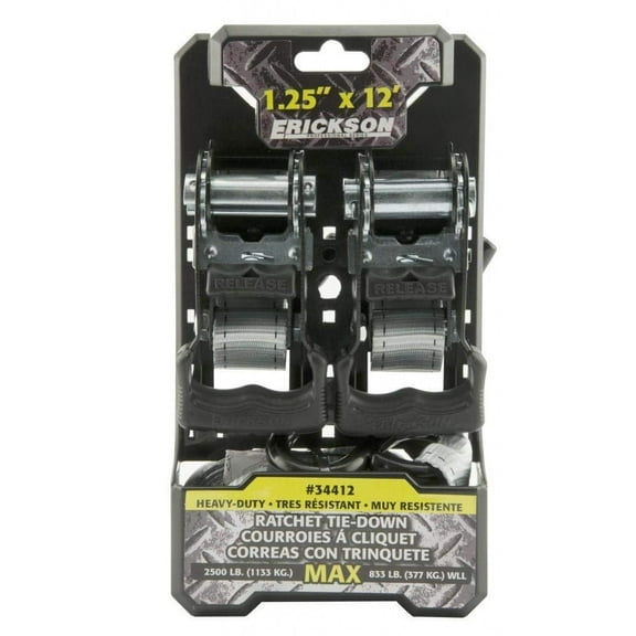 Erickson 34412 Ratchet Strap - 1 1/4in x 12ft - Gray
