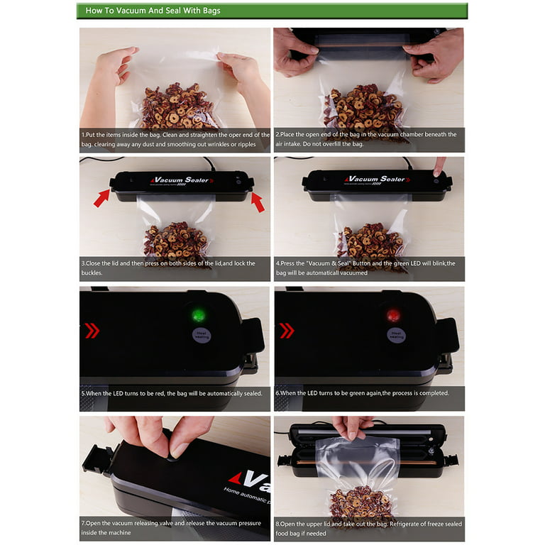 Dammyty Vacuum Sealer with 10 Vacuum Sealer Bags Automatic Food Vacuum Sealer  Machine Electric Air Sealing Preserver System for Food Preservation(Black)  