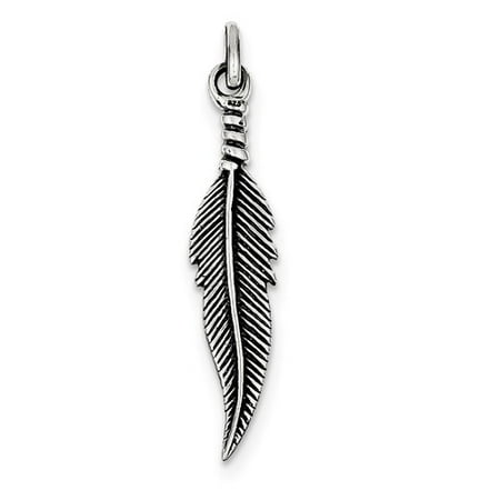 Sterling Silver Antiqued Feather Pendant