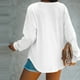 thumbnail image 3 of Pntutb Mujeres Casual Manga Larga Cuello en V Botón Color Puro Camisetas Blusas Túnica tops Pntutb Pntutb-4513, 3 of 4