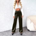 thumbnail image 2 of RUTAYY Women's Pants High Waist Solid Color Satin Palazzo Bottoms Loose Fit Everyday Casual Wear Chic Travel Trousers, 2 of 9