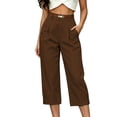 thumbnail image 2 of Mifsaly Dressy Capri Pants for Women Wide Leg Work Capris Pleated Front Cuffed Hem Business Casual Office Cropped Bottoms with Pockets Brown,XXL, 2 of 6