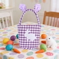thumbnail image 6 of YHAICO Easter Basket Buckets Easter Storage Baskets Fruit Picking Picnic Basket Cute Cookies Beach Storage for Holiday Picnic Easter Mood Decoration Cute Plaid Basket with Rabbits Ears, 6 of 6