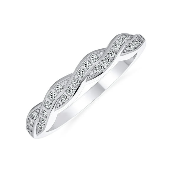 Bling Jewelry Womens Intertwined Pave Cubic Zirconia CZ Infinity Statement Band Ring Sterling Silver