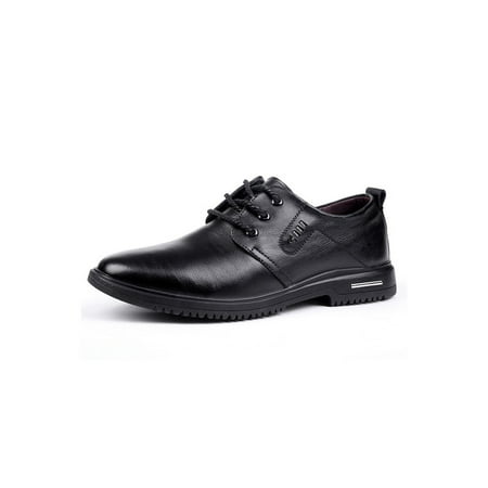 

Woobling Mens Leather Shoe Business Dress Shoes Lace Up Oxfords Party Flats Glossy Formal Non Slip Black 9.5