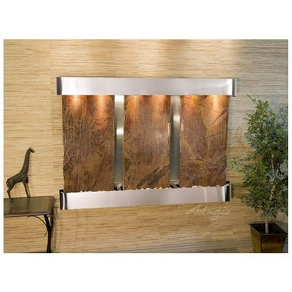 Adagio OFR2006 Olympus Falls-Round-Stainless Steel-Brown Marble Wall Fountain