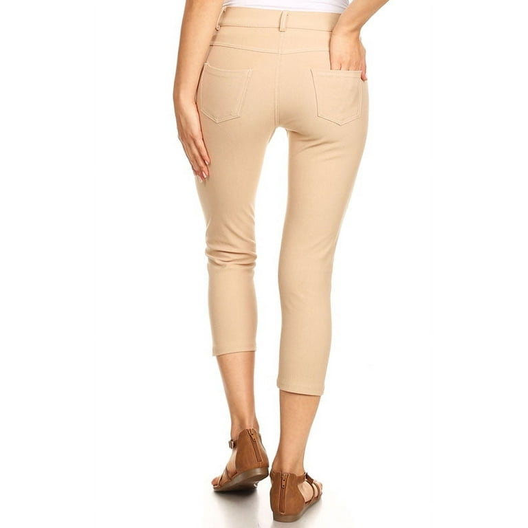 Women's Cotton Blend Capri Jeggings Stretchy Skinny Pants Jeans