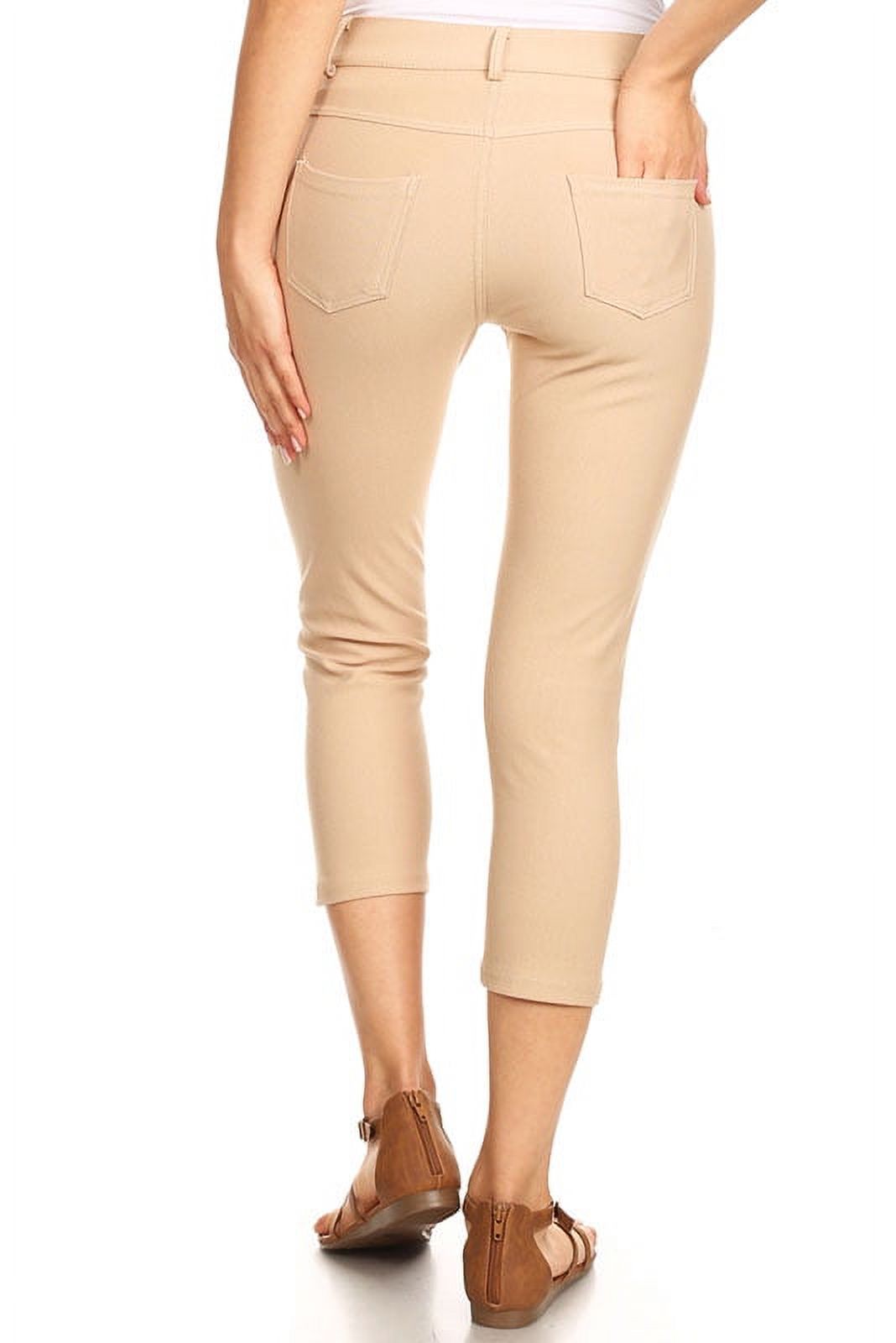Women's Cotton Blend Capri Jeggings Stretchy Skinny Pants Jeans Leggings - image 3 of 3