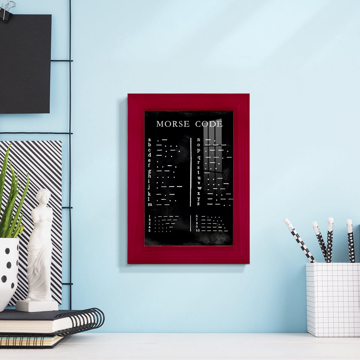 Morse Code Chart - Framed Print w/glass - Cherry Red