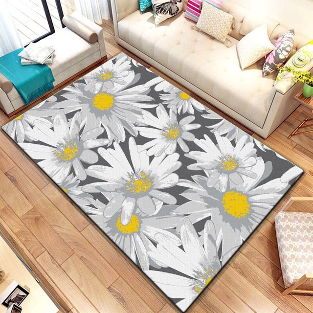 Hermosa alfombra con pintura de flores de dibujos animados, área grande, decoración suave negra para el hogar, estilo bohemio12100x120cm (39x47 pulgadas)100x120cm (39x47 pulgadas) zhangyuxiang unisex