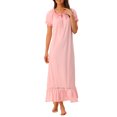 thumbnail image 2 of INSPIRE CHIC Women's Victorian Nightgown Ruffle Short Sleeve Tie Neck Nightshirt Pajama Sleep Dress S Pink, 2 of 5