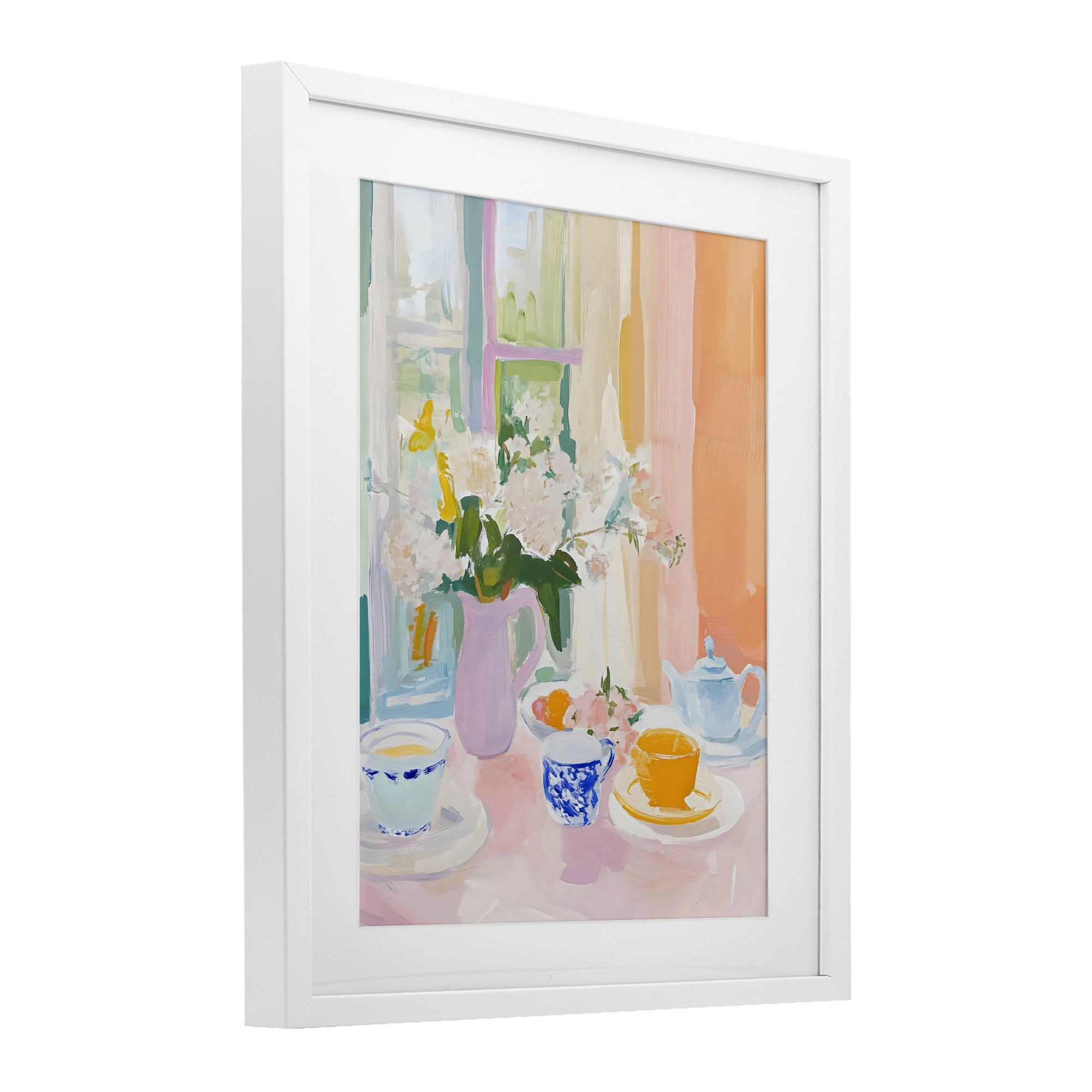 Stupell Industries Breakfast Still Life Abstraction White Framed Print Under Glass, design by The Prints Vibe