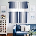 thumbnail image 2 of Navy Blue Ombre Kitchen Curtains Sets for Windows 36 Inch Length, Blue White Gradient Modern Abstract Art Rod Pocket Window Treatments Tier Curtains and Valances Set for Bedroom/Bathroom, 2 of 8