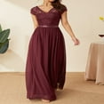 thumbnail image 4 of Robe Maxi de Bal pour Femmes en Dentelle Patchwork Dos Nu à Col en V Élégante Robe de Soirée Cocktail, 4 of 6