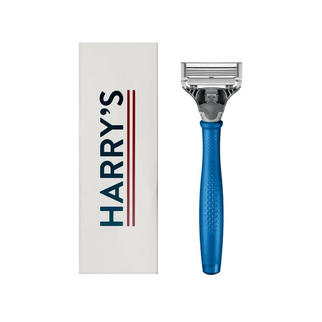 Harry's Razor for Men - Razor Handle and Blade Cartridge - Shaving Gift Set for Him - Indigo Blue