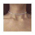thumbnail image 2 of EFTOM Colliers Ras-du-Cou en Strass Argent Étincelants Ras-du-Cou en Diamant Bracelet en Cristal Collier en Strass pour Femmes Filles 1 Rangée Argent Laiton, 2 of 7