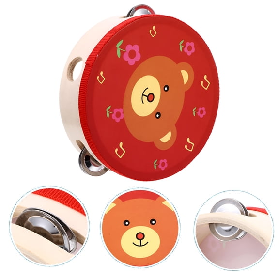 LAMIRO Tambourine Wooden Drum Musical Instrument Kids Toy