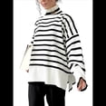 thumbnail image 3 of Suéter de Cuello Alto A Rayas para Mujer, Suéter Holgado Que Combina con L, 3 of 10