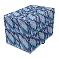 thumbnail image 1 of Indigo Dog Crate Cover, Paisley Design with Feathers and Wavy Floral Print, Easy to Use Pet Kennel Cover for Medium Large Dogs, 35" x 23" x 27", Pale Blue Navy Blue, by Ambesonne, 1 of 6