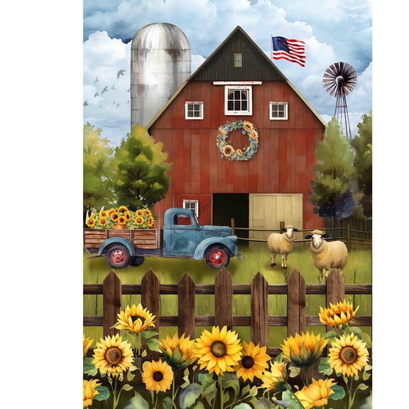 Briarwood Lane Summer Garden Flag 12x18 For Outdoor Sunflower Barn For Summer Garden Flag Flags For Outside