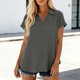 thumbnail image 5 of Camisetas de Manga Corta Extra Larga para las Mujeres Blusa con Cuello en V Azul Claro, 5 of 8