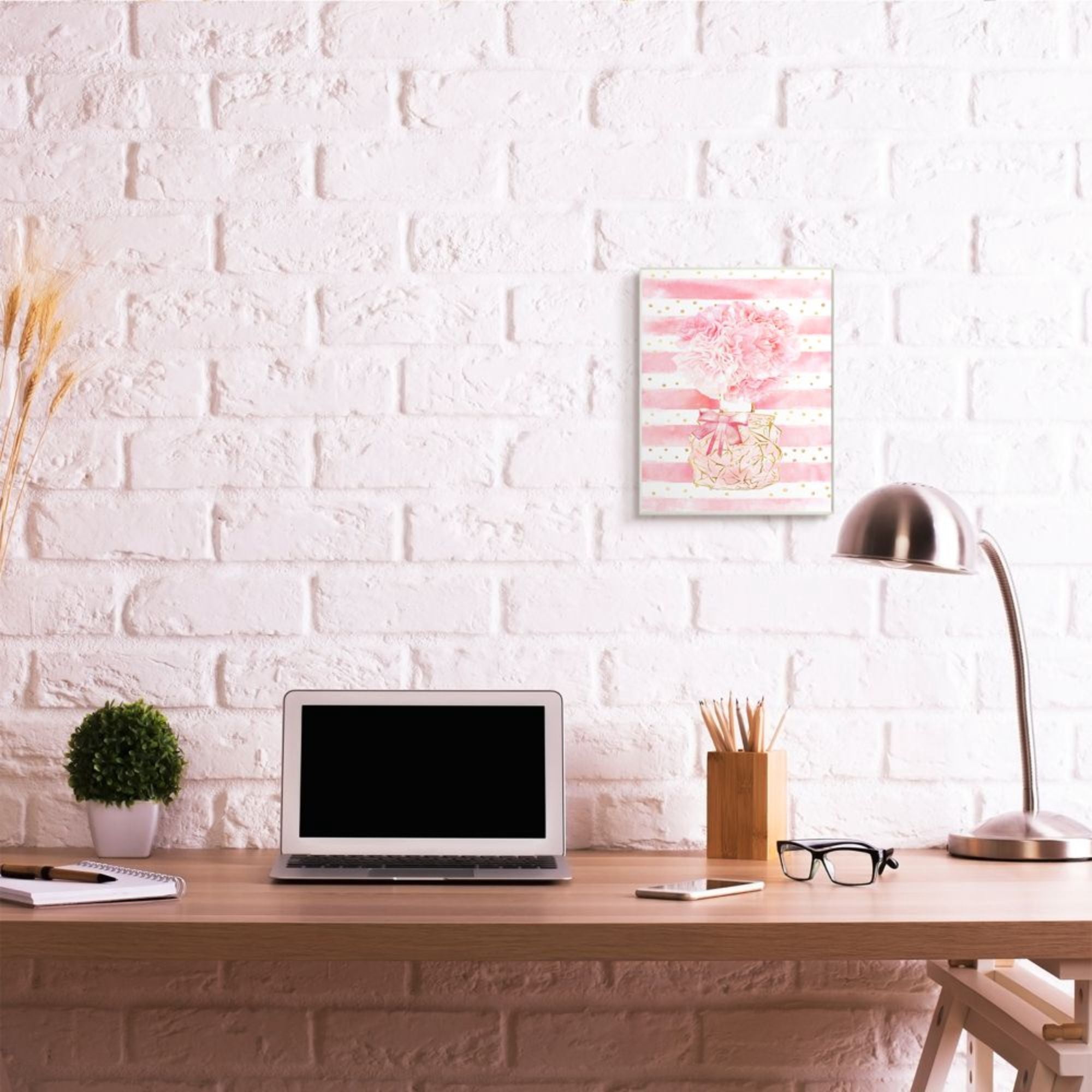 Stupell Industries Pink Floral Fashion Bouquet Polka Dot Stripes Design by Ziwei Li