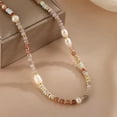 thumbnail image 3 of Minar Collier Rétro Coloré en Pierre Naturelle Cristal Perle d'Eau Douce à Brins Perlé pour Femmes Plaqué Or 14K Véritable Ras-de-Cou en Cuivre, 3 of 5