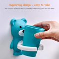 thumbnail image 5 of Bonito soporte para cepillos de dientes montado en la pared de animales para niños, soporte para cepillos de dientes sin perforación con vaso naranja TUNC Sencillez, 5 of 5