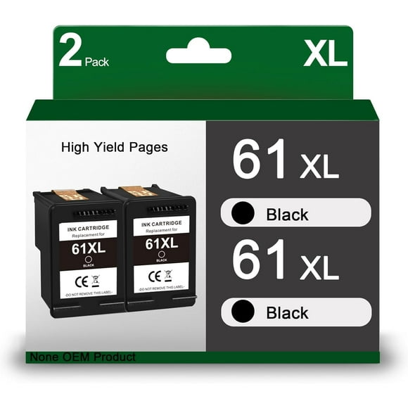 Cartuchos de tinta VINKVINK 61XL negros, paquete de 2 para HP 61 XL