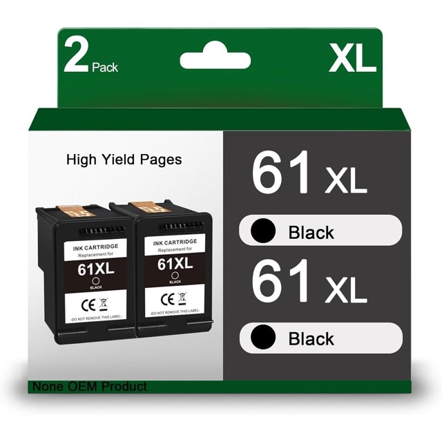 Cartuchos de tinta VINKVINK 61XL negros, paquete de 2 para HP 61 XL
