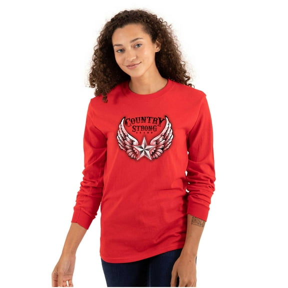 Country Strong Cute Angels Wings Star Long Sleeve TShirt Men Women Brisco Brands S