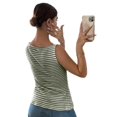 thumbnail image 2 of Womens Button Down Tank Top Summer Sleeveless Square Neck Going Out Tops Casual Cropped Vest Green L, 2 of 5