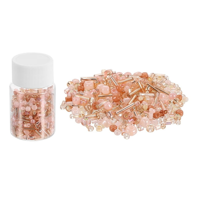 Lot de 1200 Perles de Rocaille en Verre Mixtes 1-4 mm Mini Perles Séparatrices de Rocaille en Verre en Vrac, Champagne