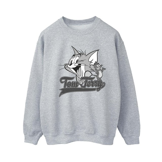 Tom And Jerry Womens Greyscale Square Sweatshirt