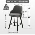 thumbnail image 3 of FIRAVOE Bar Stools Set of 2, 30" Swivel Bar Height Bar Stools with High Back, Linen Bar Chairs Gray Barstools for Kitchen Island, 3 of 11