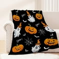 thumbnail image 2 of Halloween Throw Blanket Twin Pumpkins Skull Blanket Black Spooky Scary Decorative Lightweight Fuzzy Soft Plush Fleece Blankets and Throws Couch Sofa Bed Outdoor Lap Blanket, 2 of 6