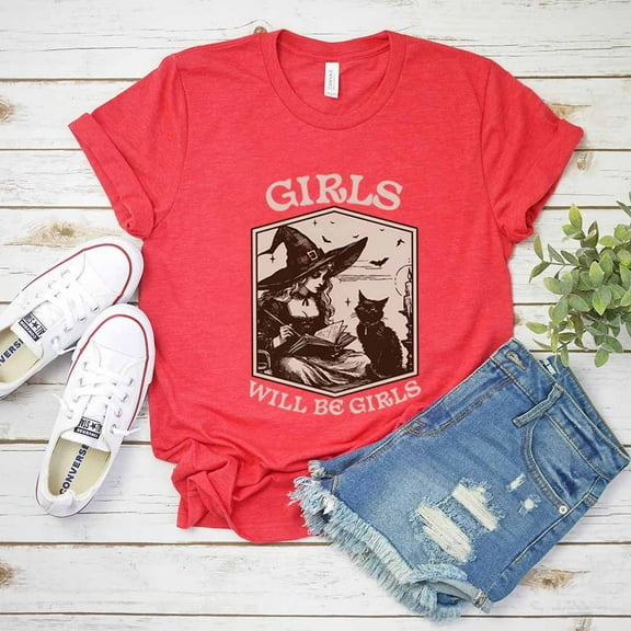 Shirt Vintage Witch Shirt Halloween Black Cat Gothic Tee Aesthetic Y2k Tshirt Women Spooky Witchy Tops