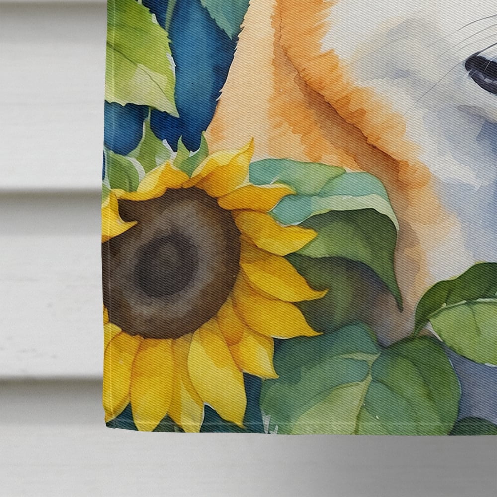Shiba Inu in Sunflowers House Flag 28 in x 40 in