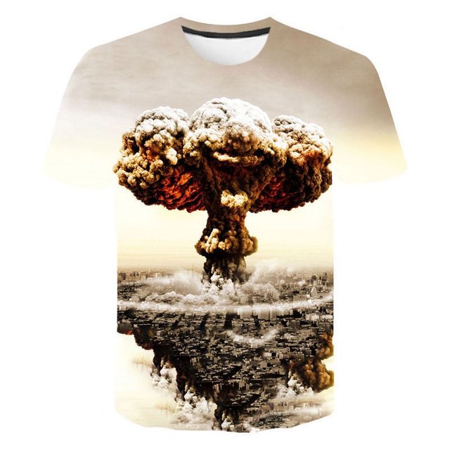 Nouveaux T-Shirts Graphiques Explosion Nucléaire Cool Été Hommes Mode Décontractée Personnalité Drôle Imprimé 3D Col Rond Mode Urbaine