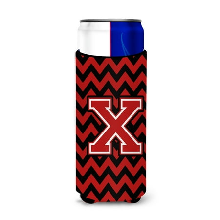 

Carolines Treasures CJ1047-XMUK Letter X Chevron Black and Red Ultra Beverage Insulators for slim cans Slim Can