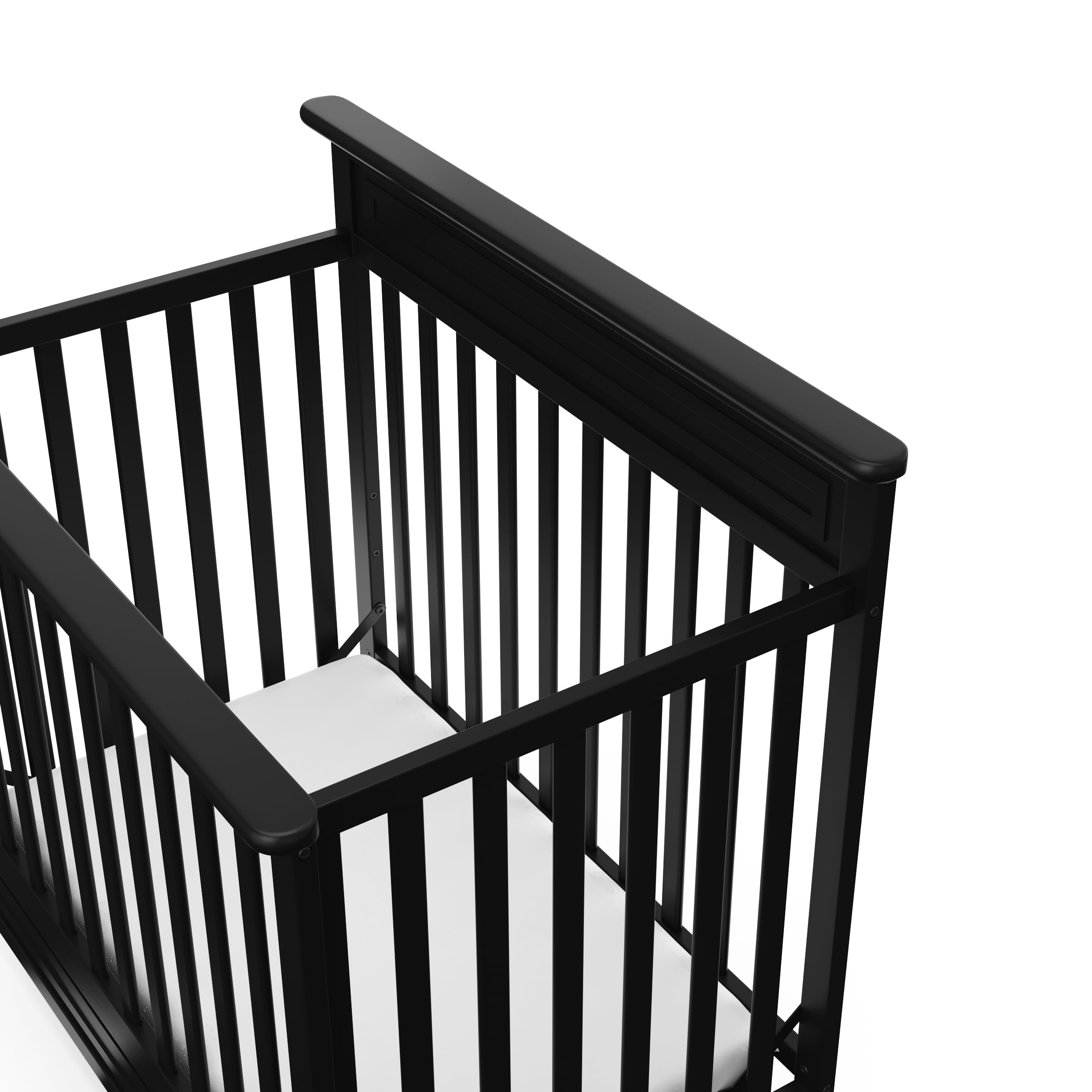 Storkcraft Petal Mini 4-in-1 Convertible Baby Crib with Mattress, Black