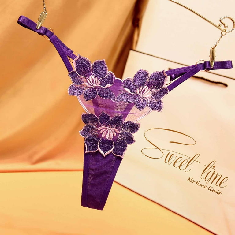 HUPOM Cheeky Underwear For Women Womens Panties Thong Casual Sash Tie  Elastic Waist Purple One Size