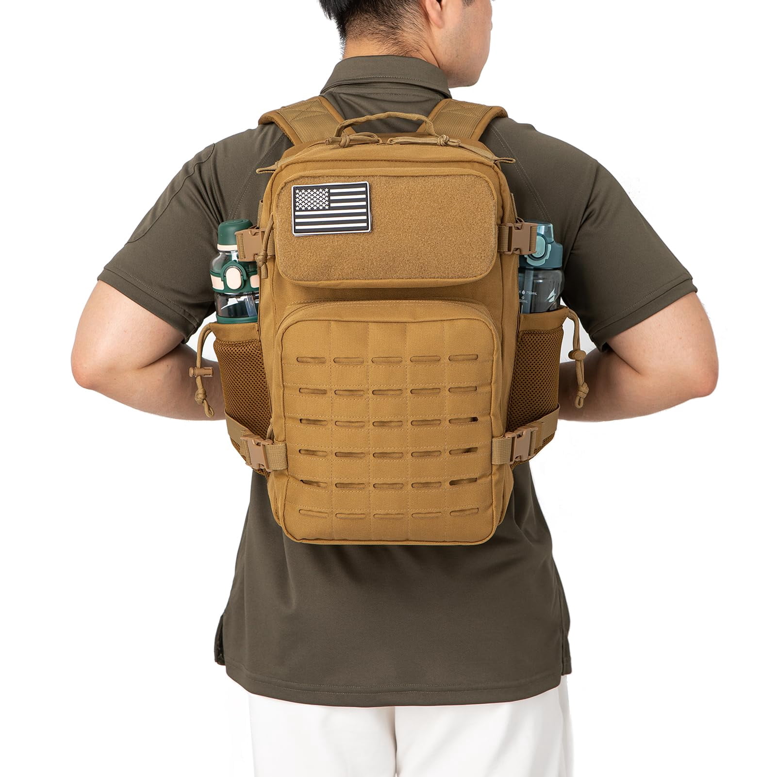 QT&QY 25L Molle Hiking Daypack Outdoor Backpack for Men Women Camping Travel Work Commuter Gym Bag