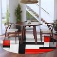 thumbnail image 4 of Red Black Large Area Rugs for Bedroom Living Room, Soft Non Slip Carpet Bedside Rug, Abstract Geometric Grey White Middle Century Round Floor Cover Kitchen Accent Rug 6' for Dining Room/Office, 4 of 9