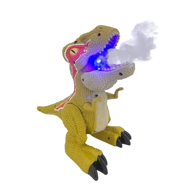 Juguete Dinosaurio Hecha Spray de Humo Luz y Sonido amarillo