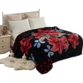 thumbnail image 1 of SUTENGDA Lit en Molleton Peluche NC Doux Réversible Chaud Grand 77”x87” Bourgogne Floral, 1 of 6