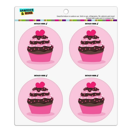 

Strawberry Chocolate Cupcake Love Heart Refrigerator Fridge Locker Vinyl Circle Magnet Set