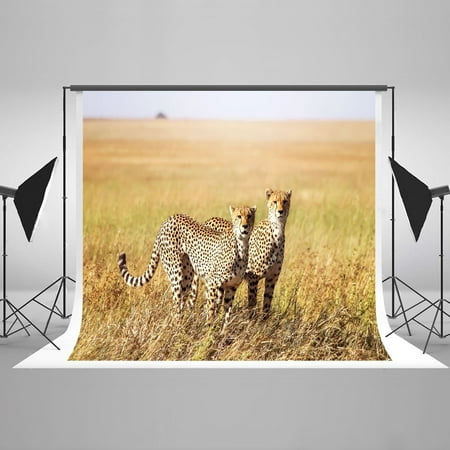 Image of MOHome 7x5ft Yellow Grass African Grasslangd Cheetah Children Holiday Son Backdrop Photography Background for Modle Beauty
