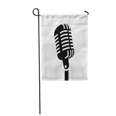 SIDONKU Mic Retro Microphone Sign Mike Old Vintage Karaoke Broadcast Garden Flag Decorative Flag House Banner 28x40 inch